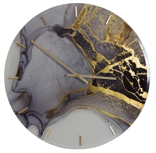 Glass Molten Gold Design Wall Clock