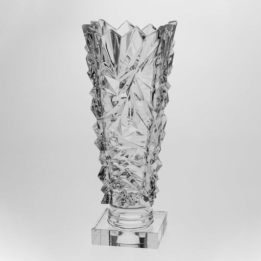 Crystal footed vase with glacier design