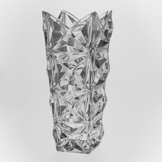 Crystal vase with pyramid design