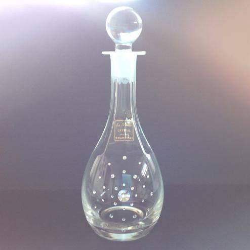 Glass wine decanter with swarovski stones