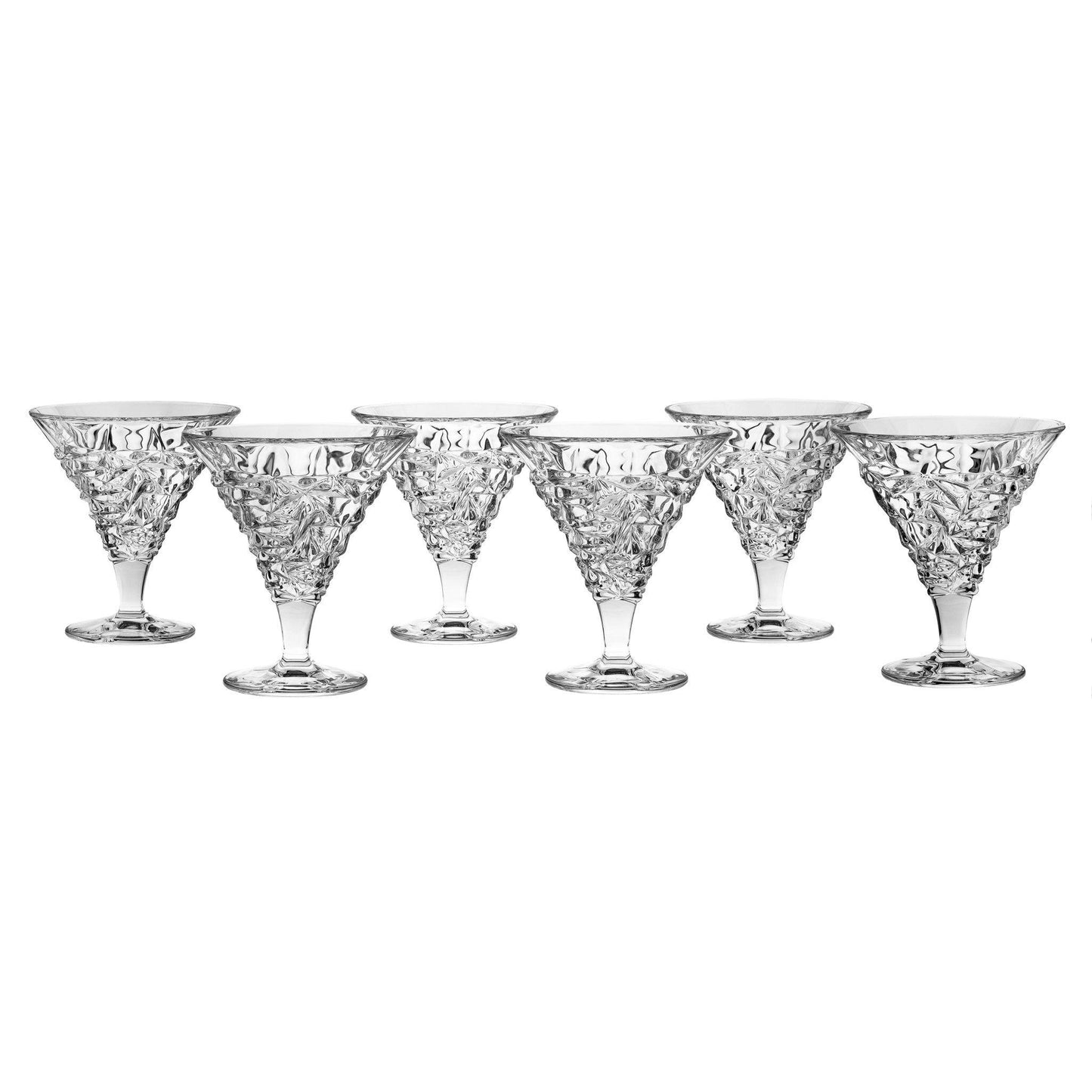 Set of six elegant crystal ice cream cups