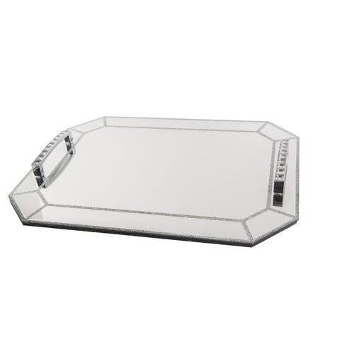 Mirrored serving tray with handles