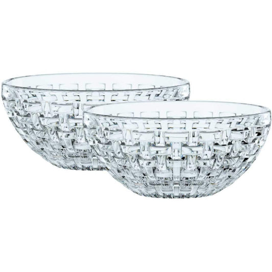 Woven design set of 2 crystal salad bowls