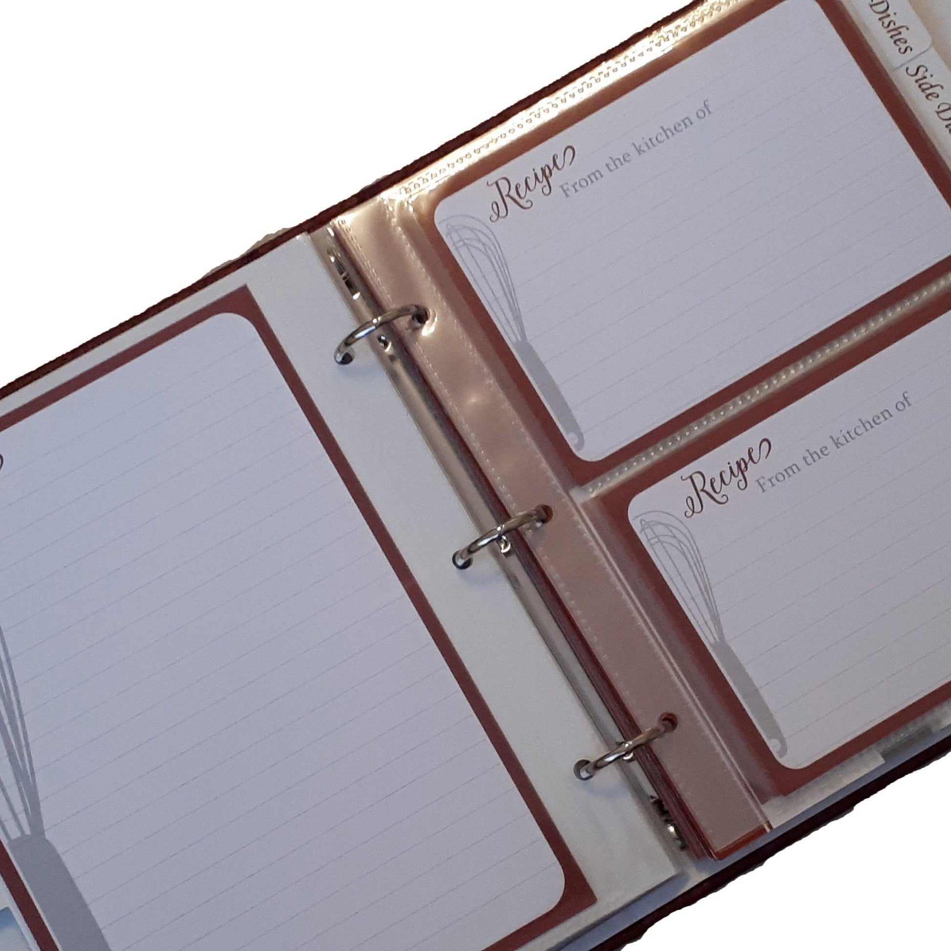 Inside view of recipe book - dividers and cards